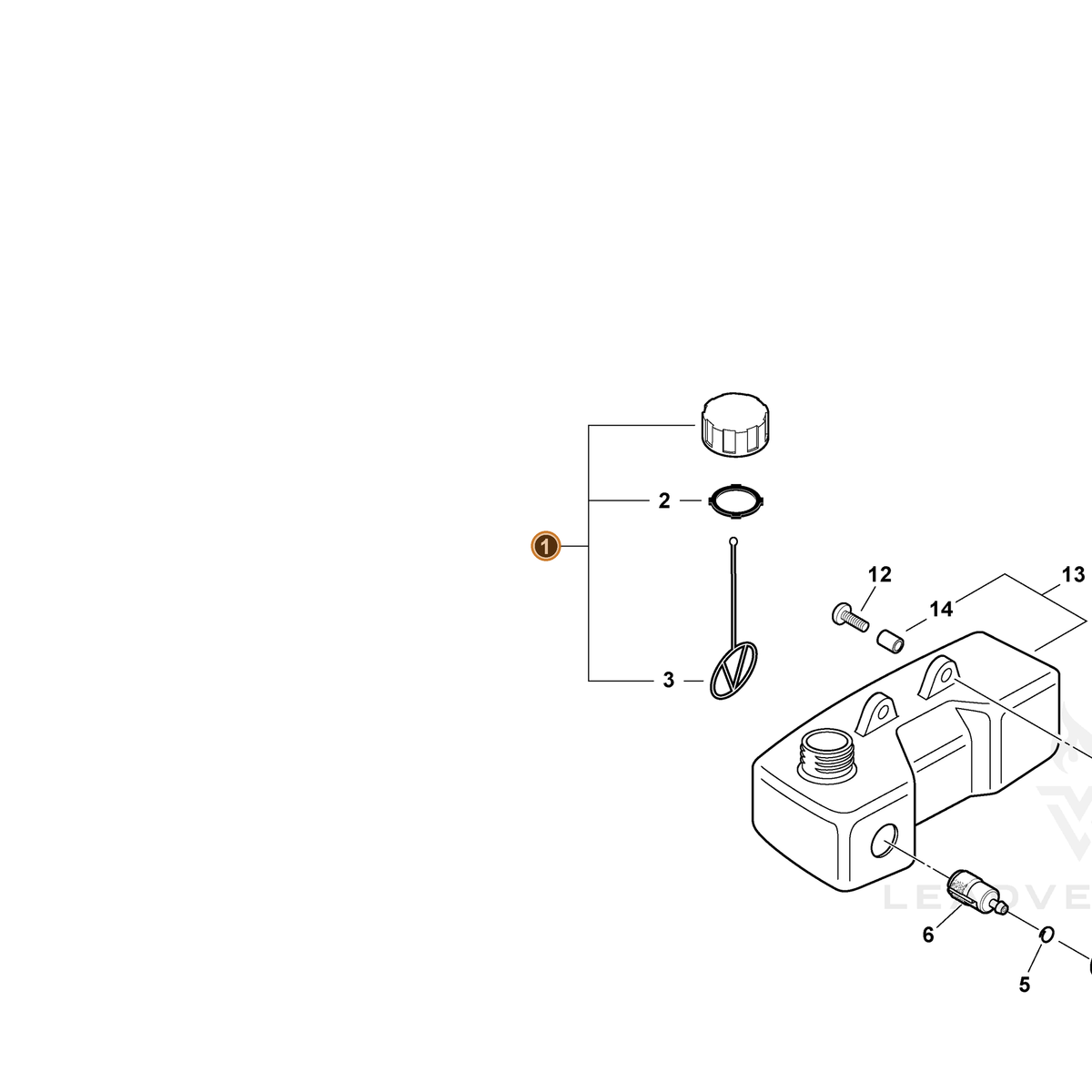 ECHO part P100006610 — IPL diagram snippet (6x zoom, amber highlight)