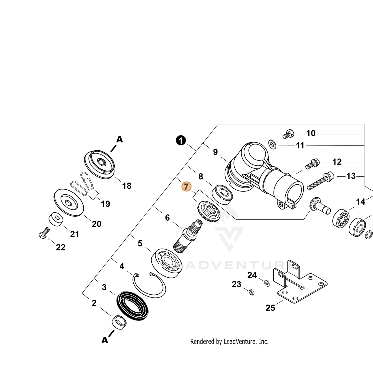 Echo part P100006860 — IPL diagram snippet (6x zoom, amber highlight)