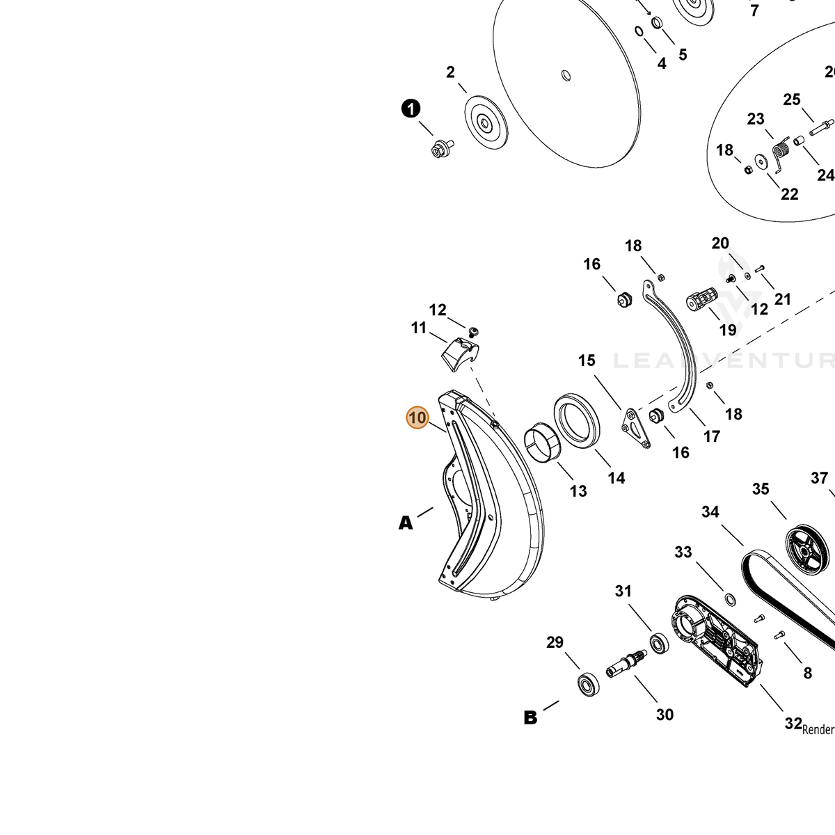 ECHO part P100006930 — IPL diagram snippet (6x zoom, amber highlight)