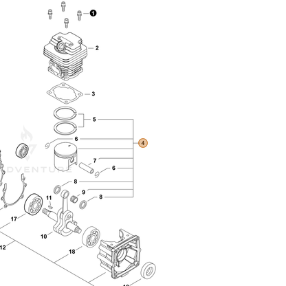 ECHO part P100007980 — IPL diagram snippet (6x zoom, amber highlight)