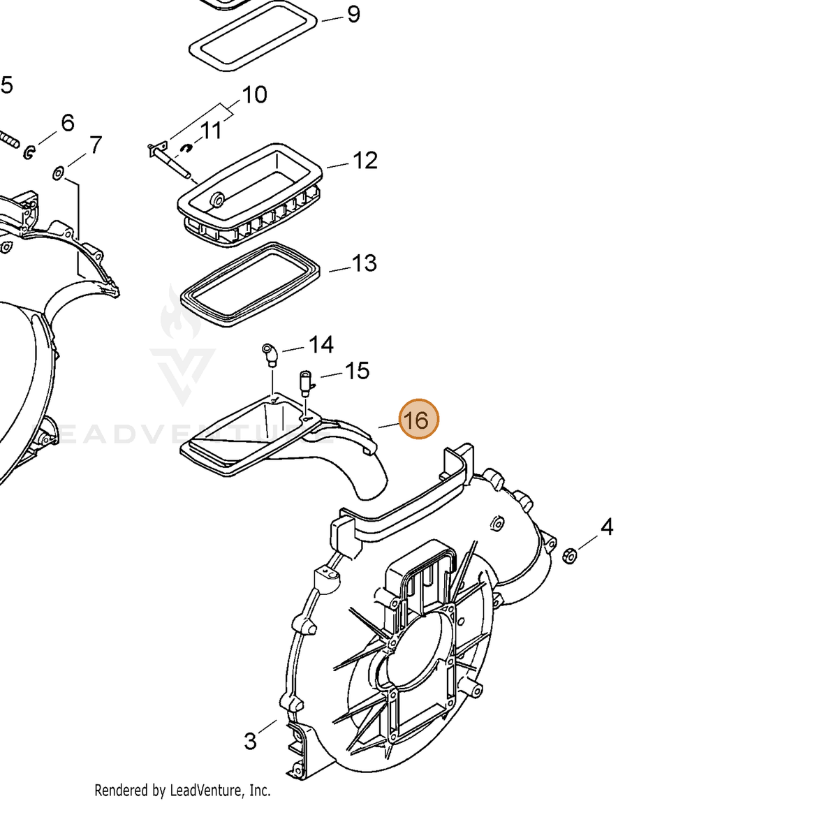 ECHO part P100008110 — IPL diagram snippet (6x zoom, amber highlight)