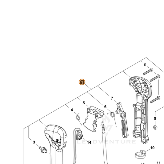 Echo part P100008641 — IPL diagram snippet (6x zoom, amber highlight)