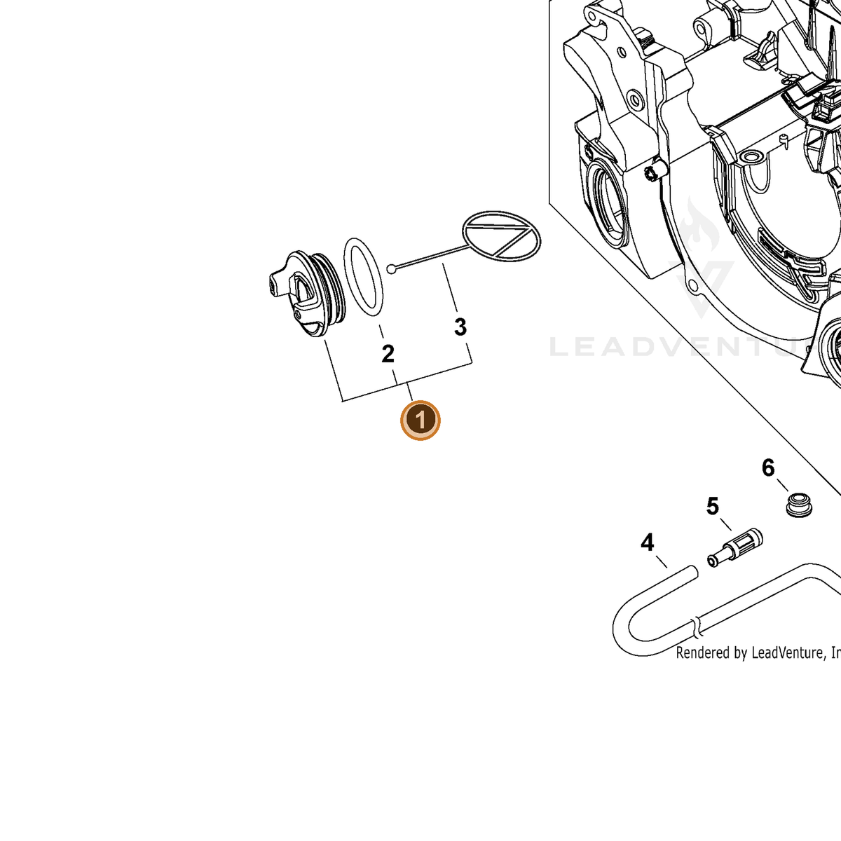 ECHO part P100009040 — IPL diagram snippet (6x zoom, amber highlight)
