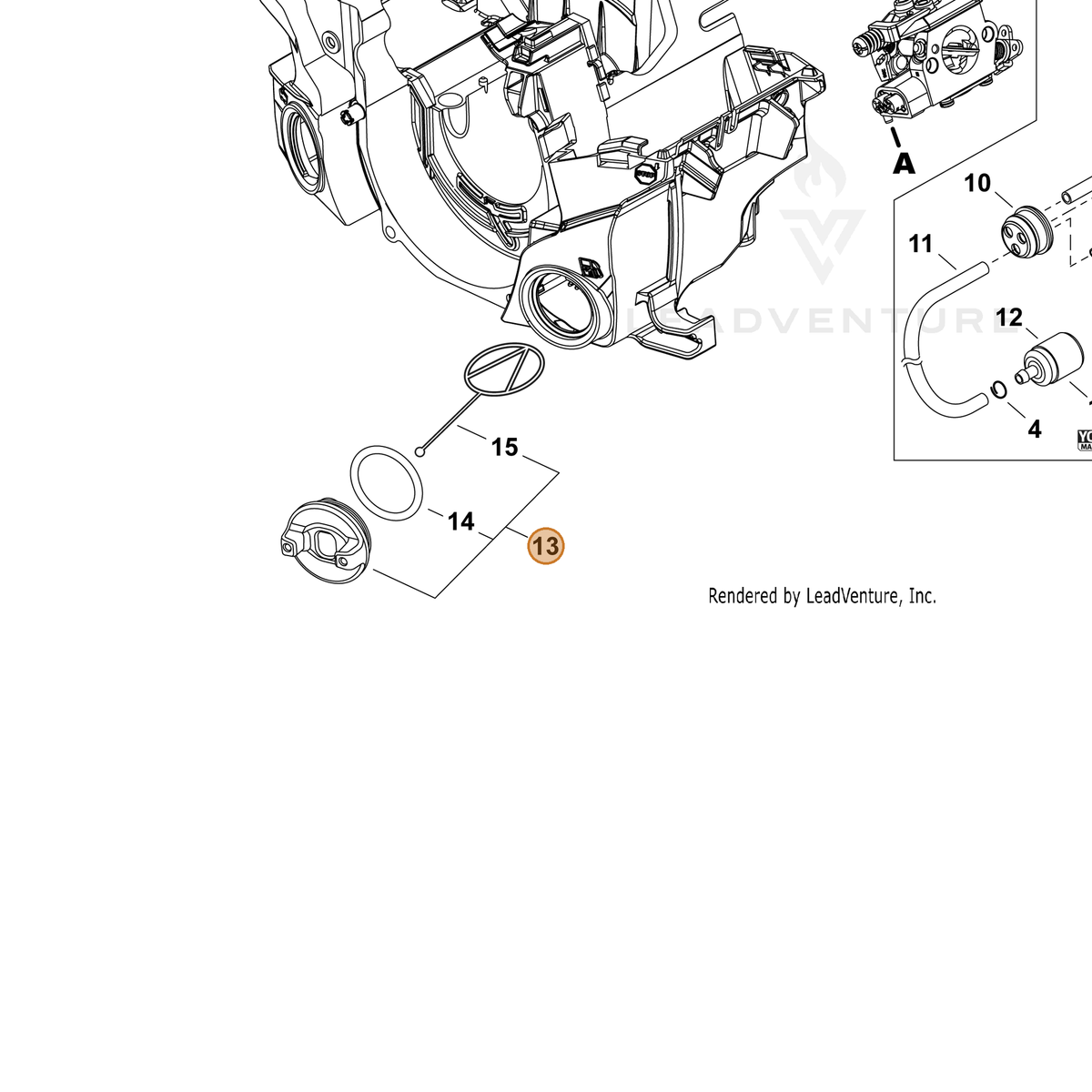 ECHO part P100009200 — IPL diagram snippet (6x zoom, amber highlight)
