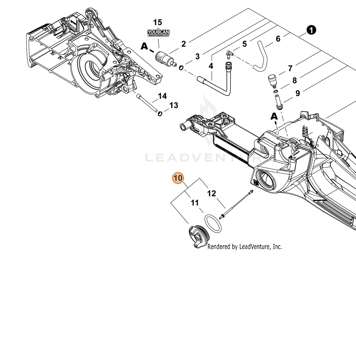 ECHO part P100009440 — IPL diagram snippet (6x zoom, amber highlight)