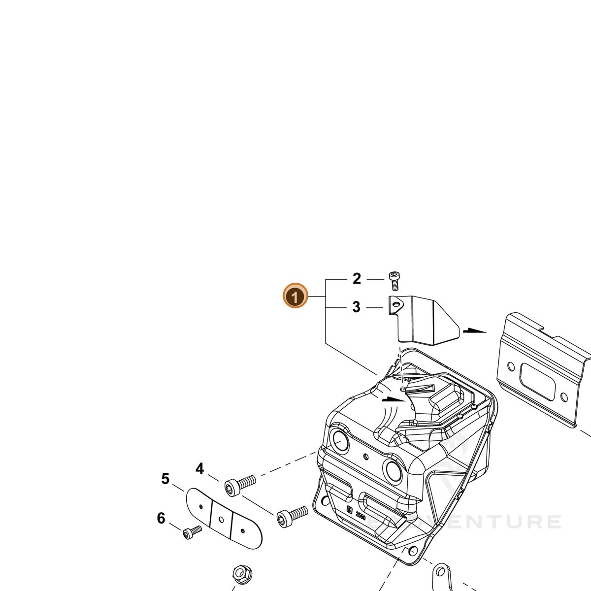 ECHO part P100009450 — IPL diagram snippet (6x zoom, amber highlight)