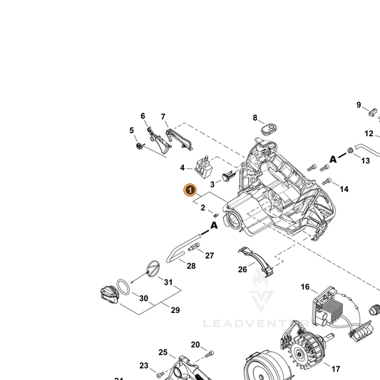 Echo part P100009523 — IPL diagram snippet (6x zoom, amber highlight)