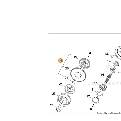ECHO part P100009780 — IPL diagram snippet (6x zoom, amber highlight)