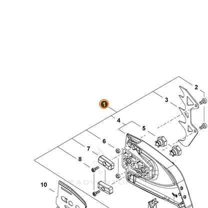ECHO part P100010090 — IPL diagram snippet (6x zoom, amber highlight)