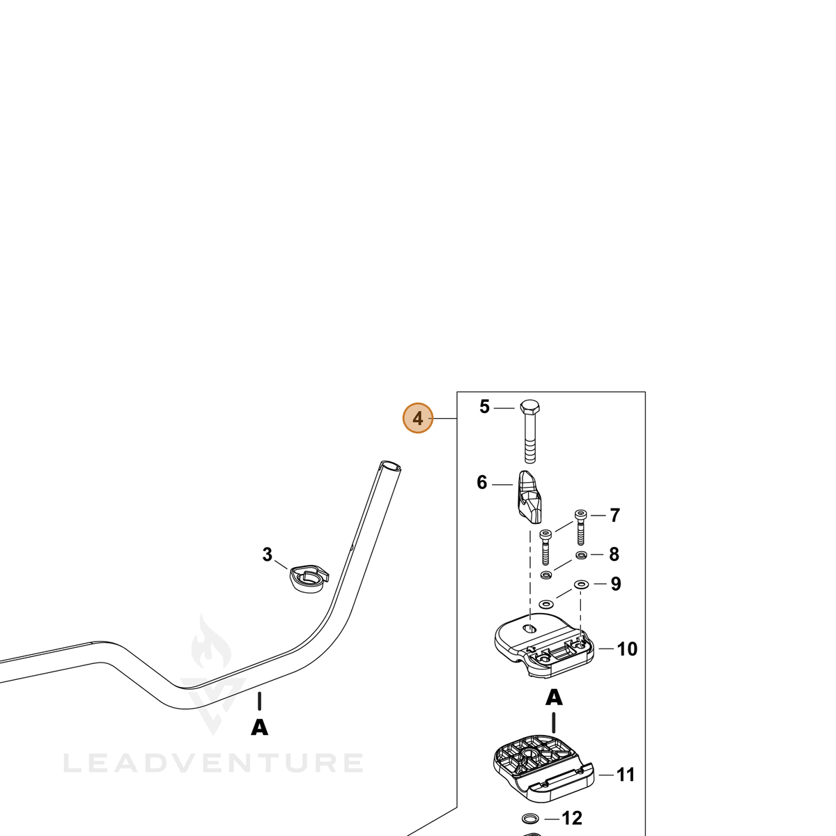 ECHO part P100010570 — IPL diagram snippet (6x zoom, amber highlight)