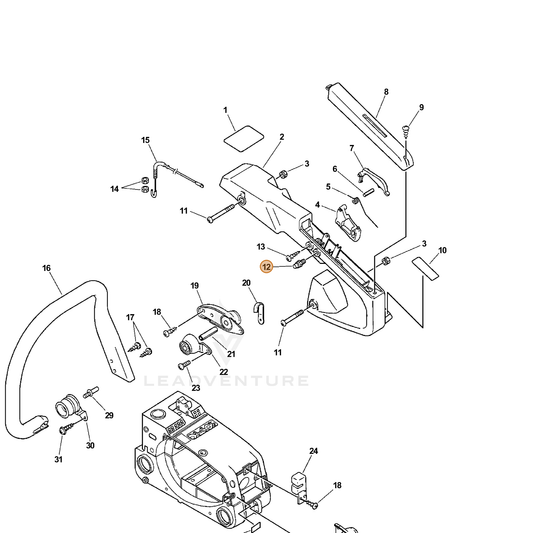 Echo part P100011150 — IPL diagram snippet (6x zoom, amber highlight)
