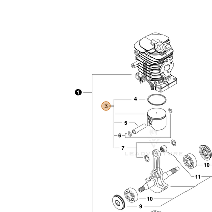 ECHO part P100011330 — IPL diagram snippet (6x zoom, amber highlight)