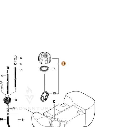 Echo part P100011640 — IPL diagram snippet (6x zoom, amber highlight)