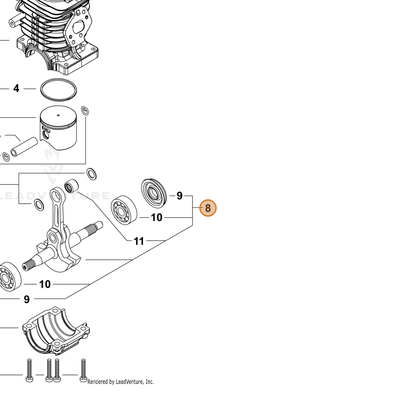 ECHO part P100011650 — IPL diagram snippet (6x zoom, amber highlight)