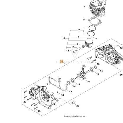ECHO part P100011980 — IPL diagram snippet (6x zoom, amber highlight)