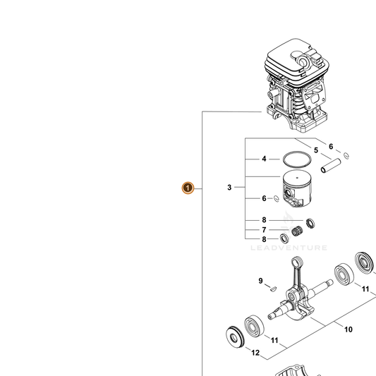 Echo part P100012161 — IPL diagram snippet (6x zoom, amber highlight)