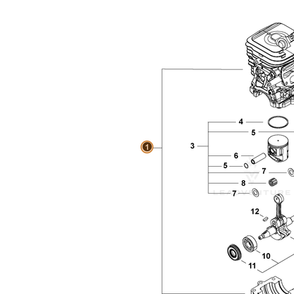 ECHO part P100012490 — IPL diagram snippet (6x zoom, amber highlight)