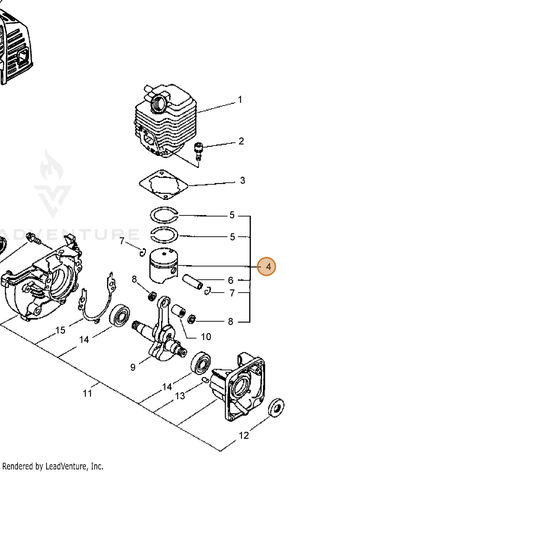 Echo part P100013150 — IPL diagram snippet (6x zoom, amber highlight)