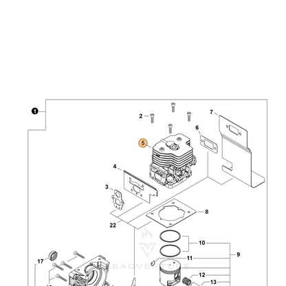 ECHO part P100013220 — IPL diagram snippet (6x zoom, amber highlight)