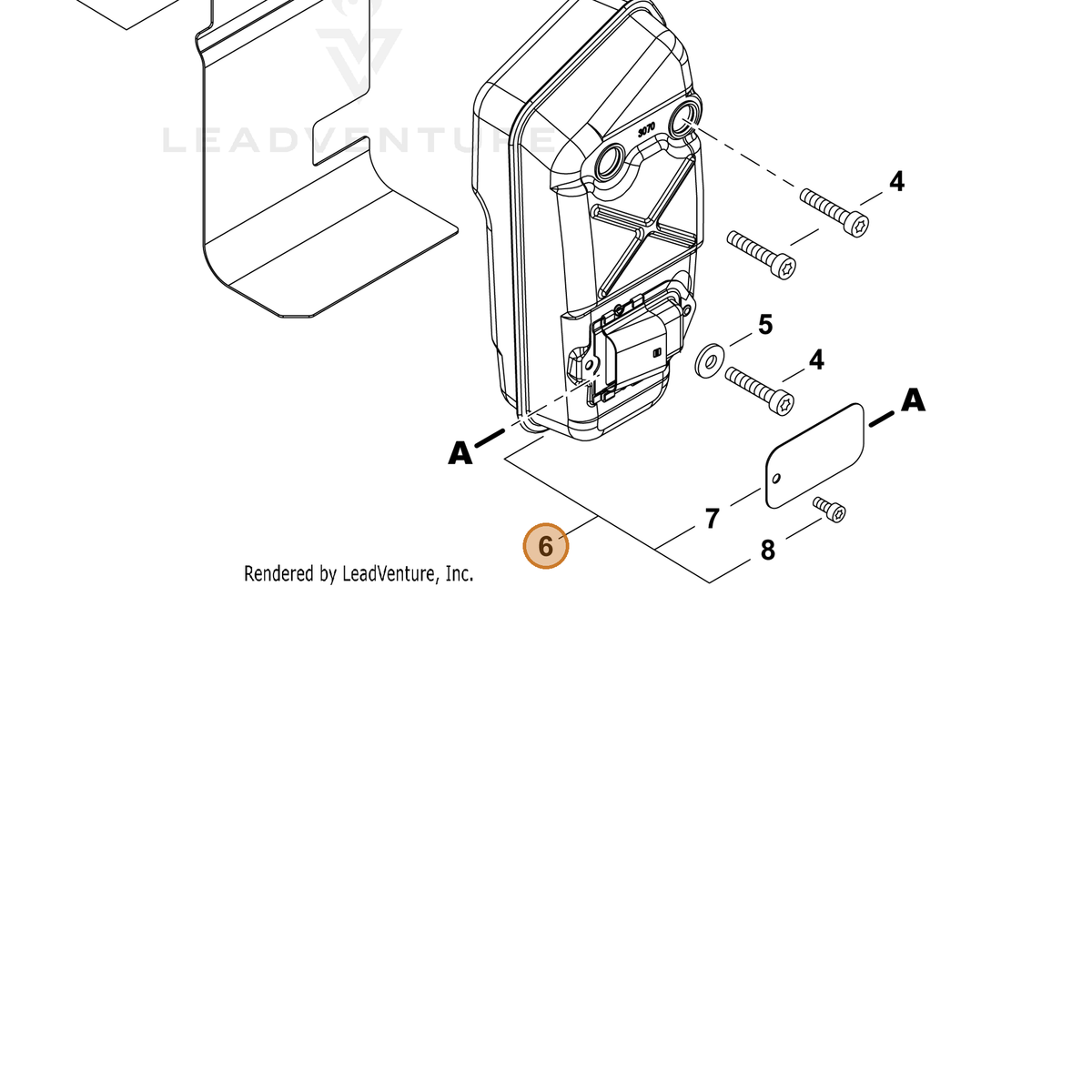 ECHO part P100013240 — IPL diagram snippet (6x zoom, amber highlight)
