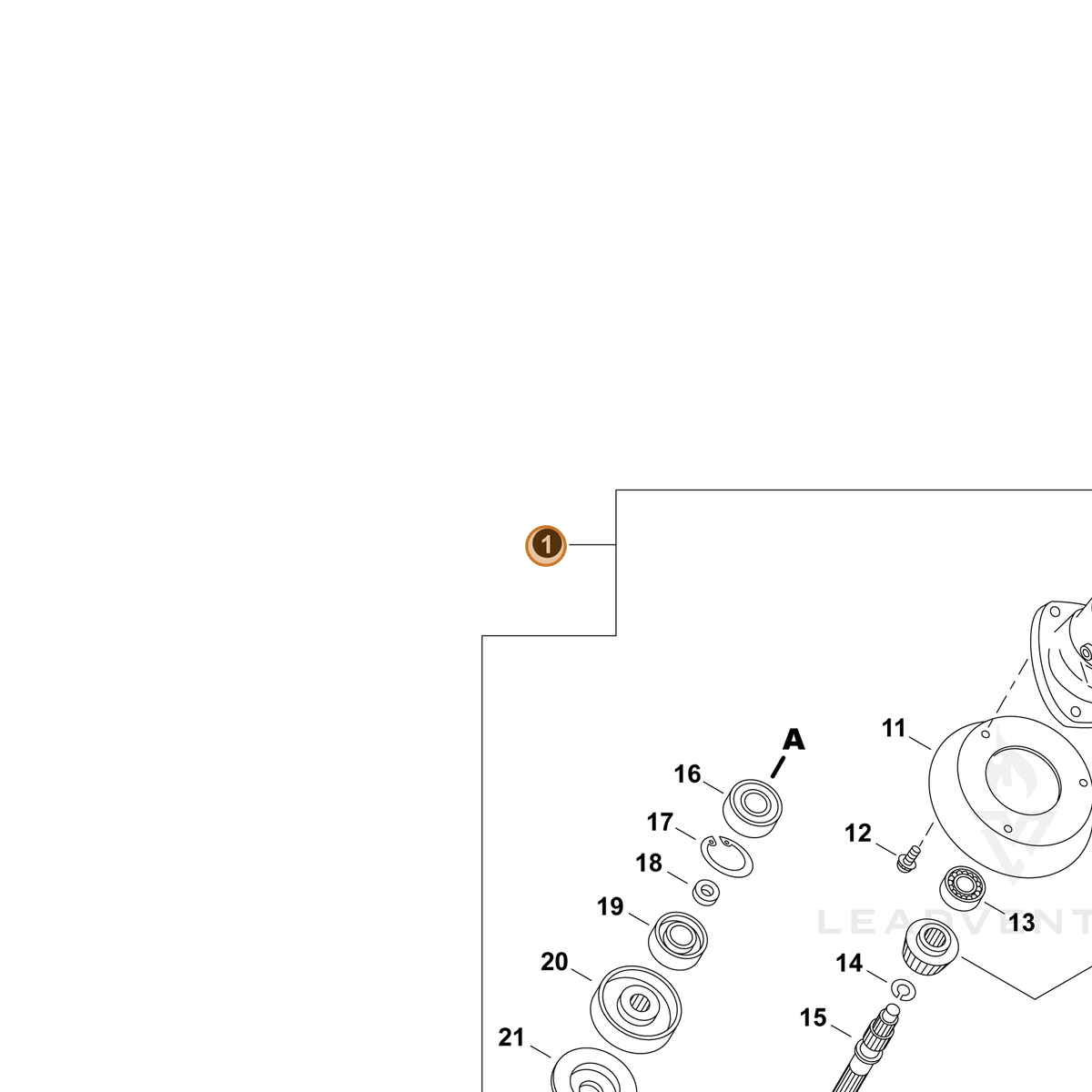 ECHO part P100013350 — IPL diagram snippet (6x zoom, amber highlight)