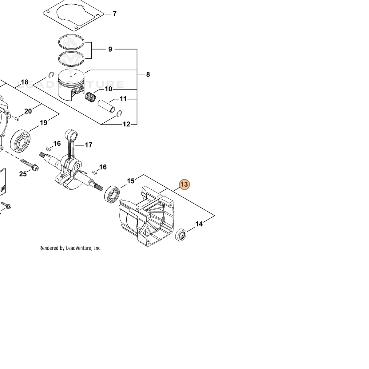 Echo part P100013360 — IPL diagram snippet (6x zoom, amber highlight)