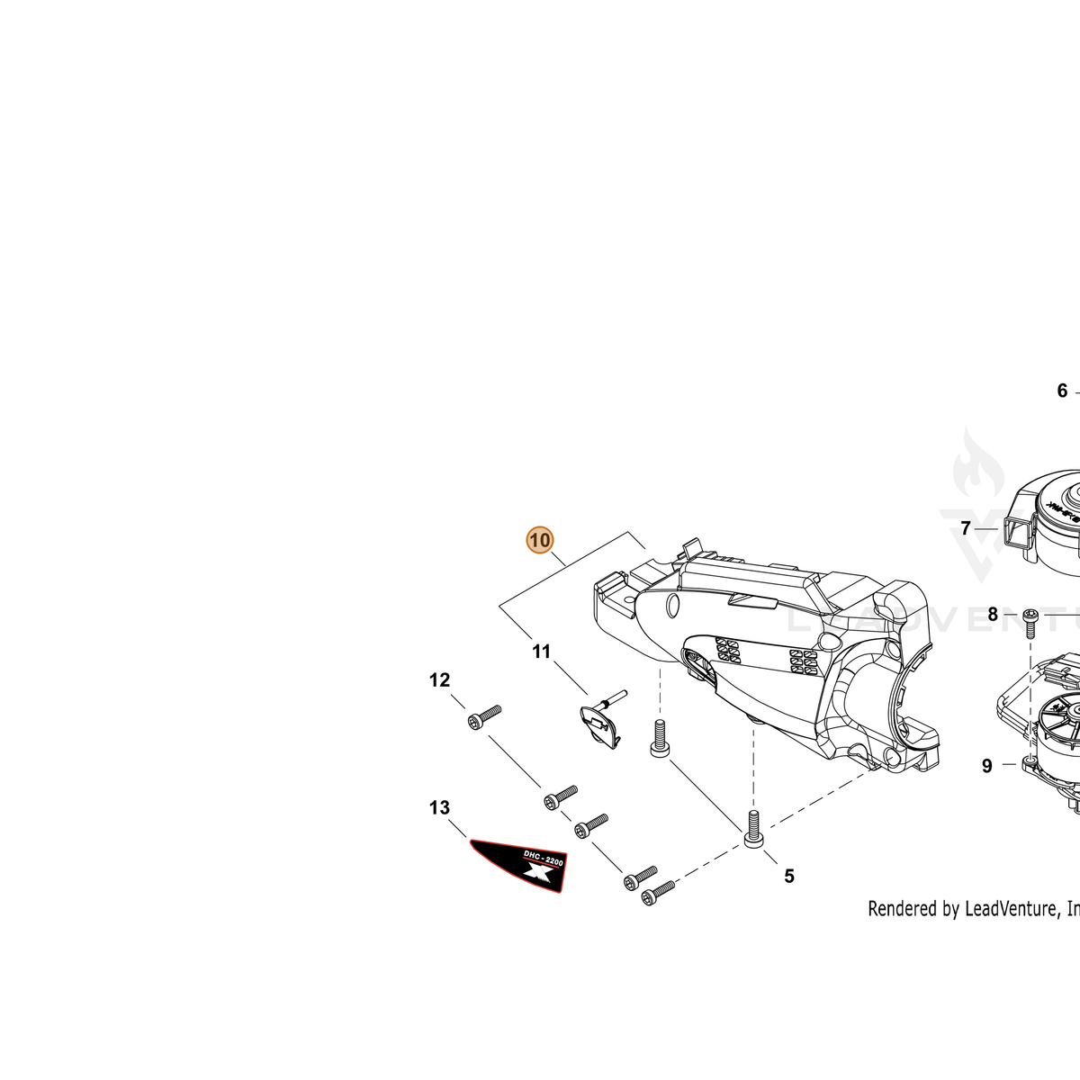 ECHO part P100013460 — IPL diagram snippet (6x zoom, amber highlight)
