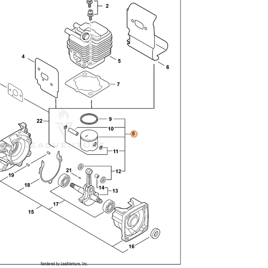 Echo part P100013560 — IPL diagram snippet (6x zoom, amber highlight)