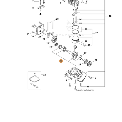 ECHO part P100013570 — IPL diagram snippet (6x zoom, amber highlight)