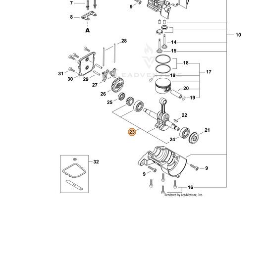 ECHO part P100013570 — IPL diagram snippet (6x zoom, amber highlight)