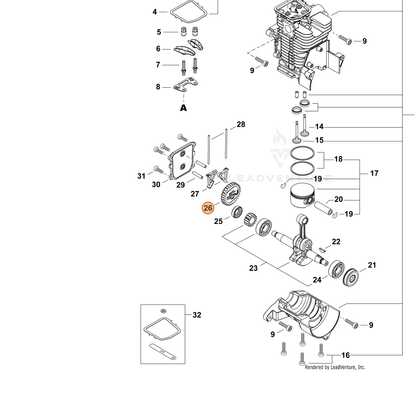 ECHO part P100013600 — IPL diagram snippet (6x zoom, amber highlight)