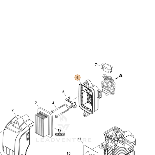 Echo part P100013631 — IPL diagram snippet (6x zoom, amber highlight)