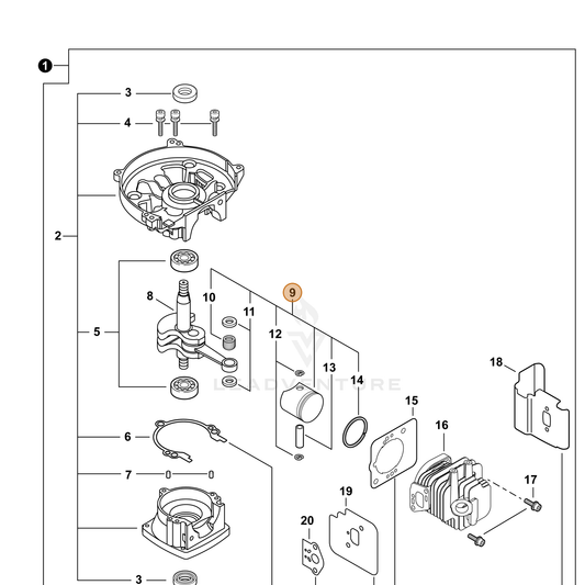 Echo part P100013680 — IPL diagram snippet (6x zoom, amber highlight)
