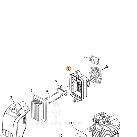 Echo part P100014221 — IPL diagram snippet (6x zoom, amber highlight)