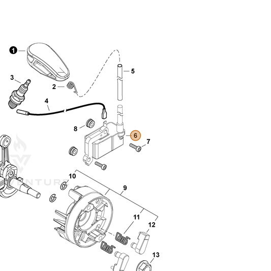 Echo part P100014280 — IPL diagram snippet (6x zoom, amber highlight)