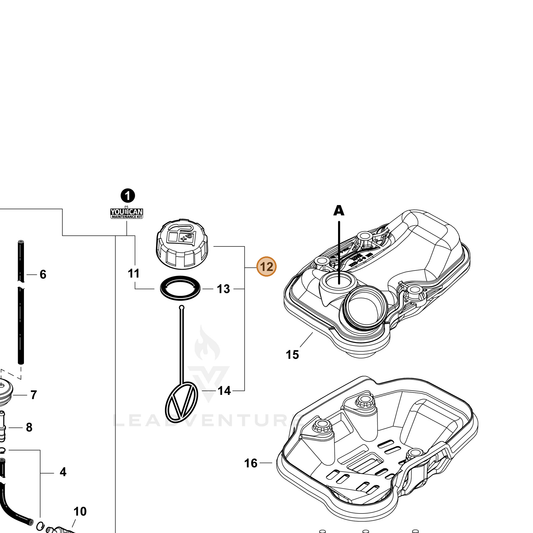 Echo part P100014430 — IPL diagram snippet (6x zoom, amber highlight)