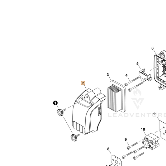 Echo part P100014620 — IPL diagram snippet (6x zoom, amber highlight)