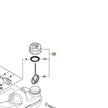 Echo part P100014800 — IPL diagram snippet (6x zoom, amber highlight)