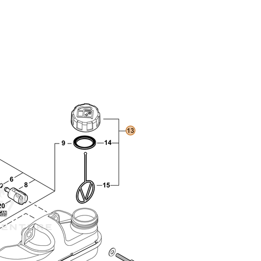 Echo part P100014800 — IPL diagram snippet (6x zoom, amber highlight)
