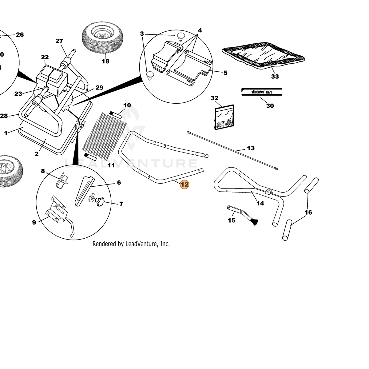 Echo part P15507-04 — IPL diagram snippet (6x zoom, amber highlight)