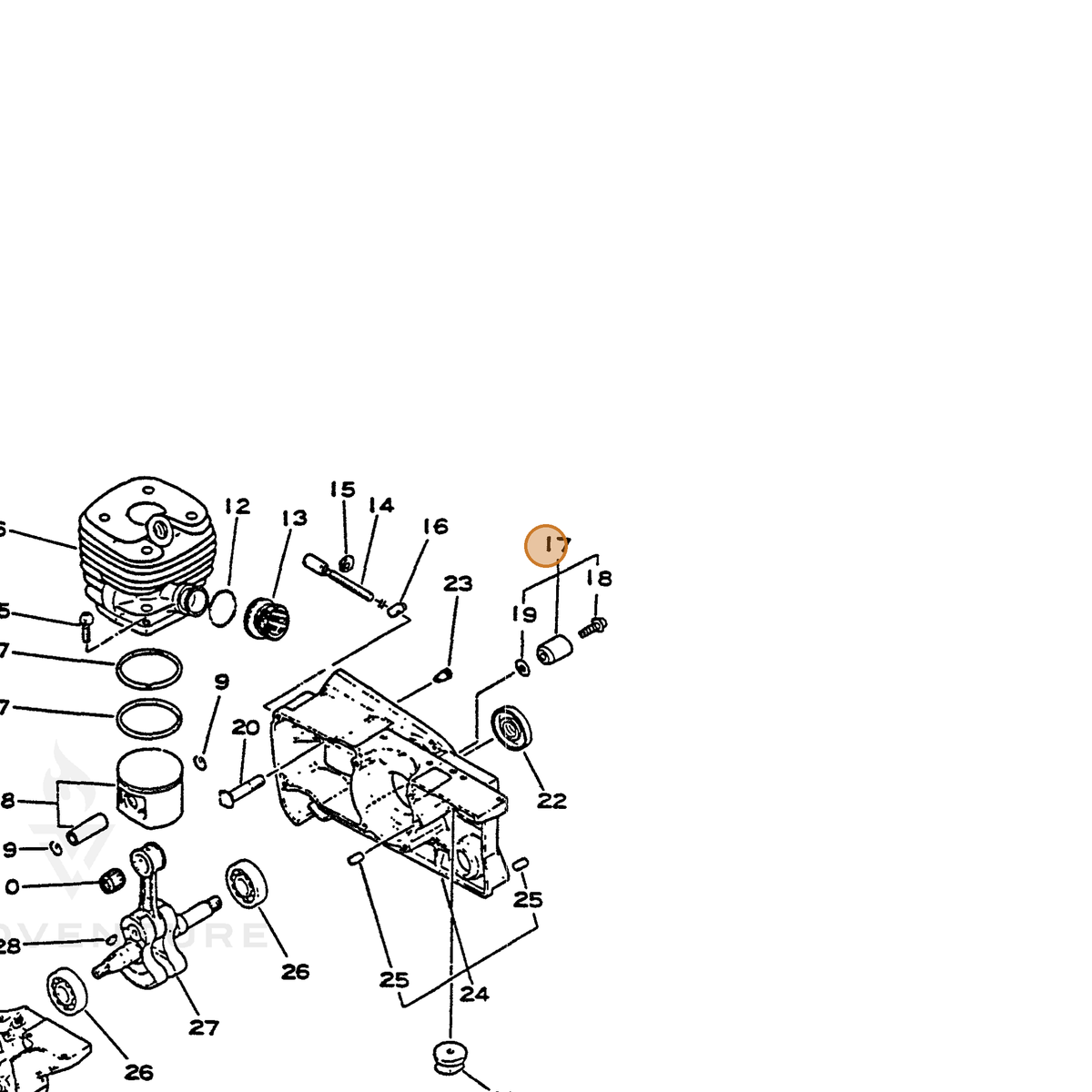 ECHO part P200000610 — IPL diagram snippet (6x zoom, amber highlight)