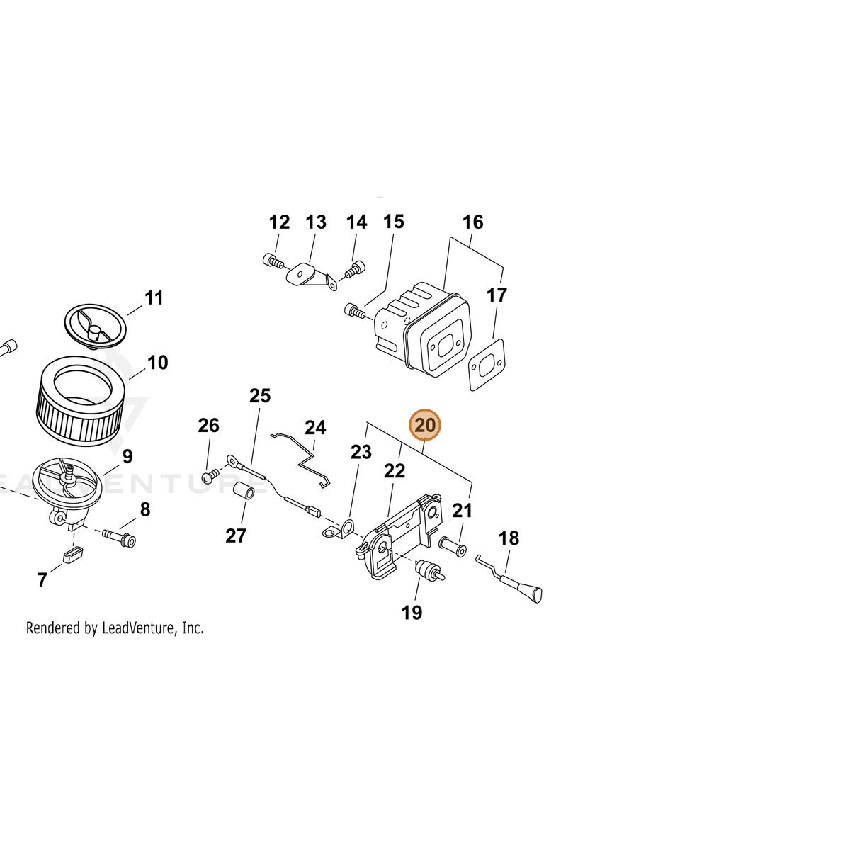 ECHO part P200000640 — IPL diagram snippet (6x zoom, amber highlight)