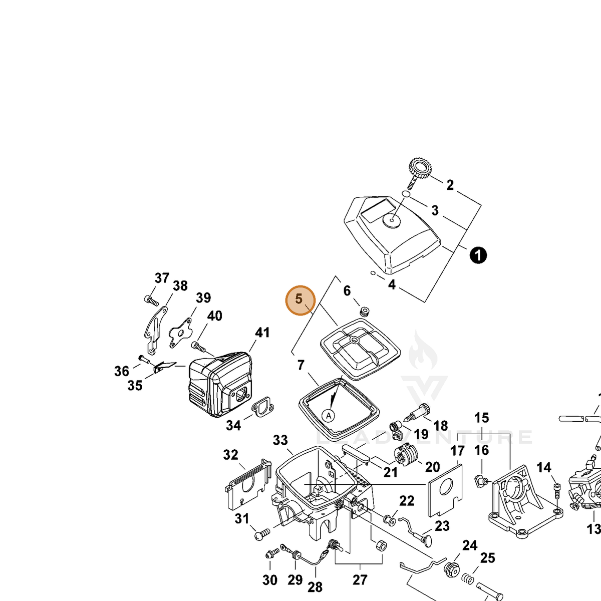 ECHO part P200000740 — IPL diagram snippet (6x zoom, amber highlight)
