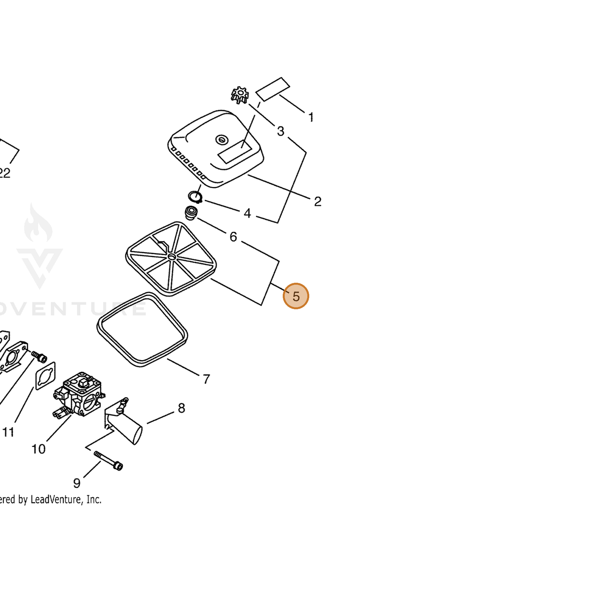 ECHO part P200000800 — IPL diagram snippet (6x zoom, amber highlight)