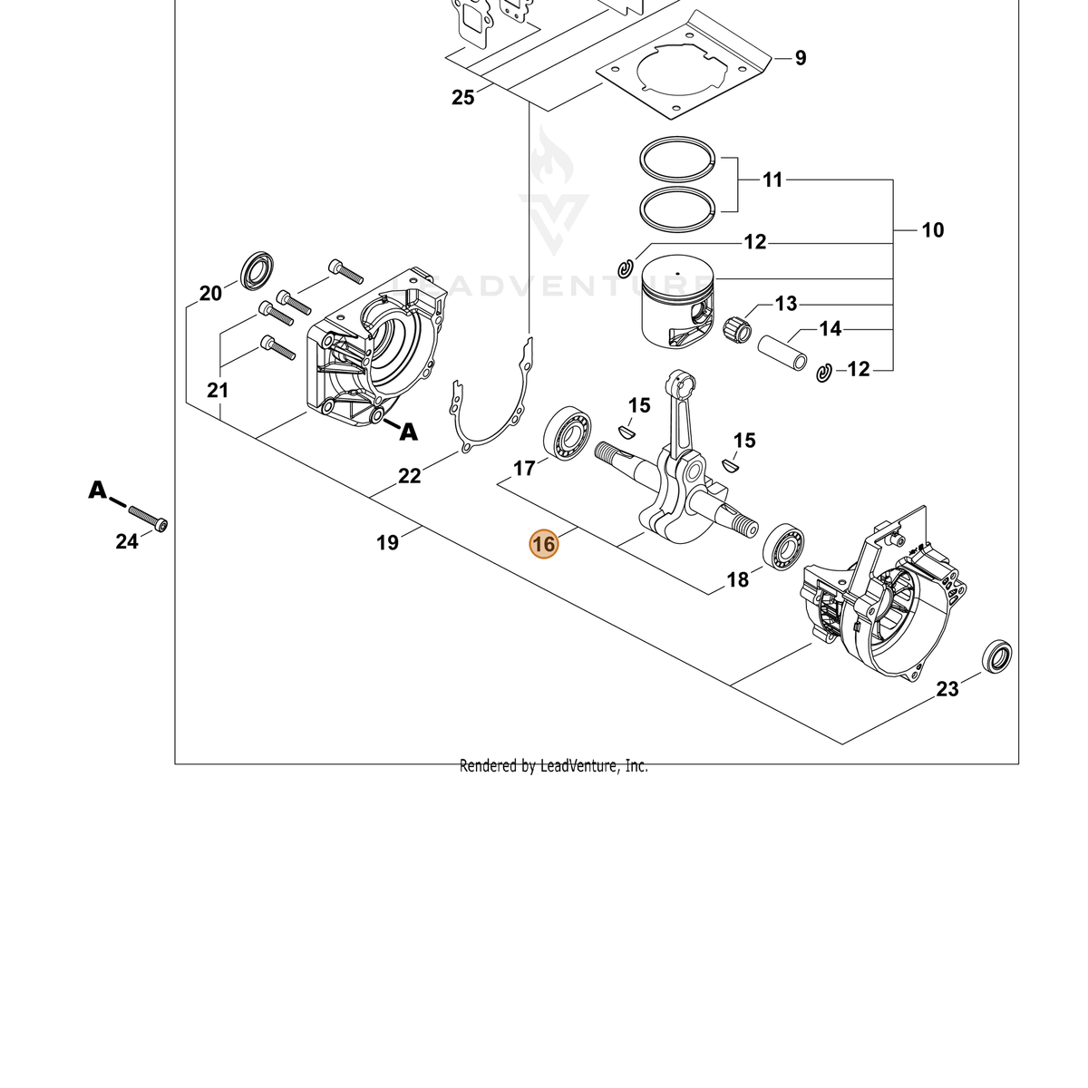 ECHO part P200001000 — IPL diagram snippet (6x zoom, amber highlight)