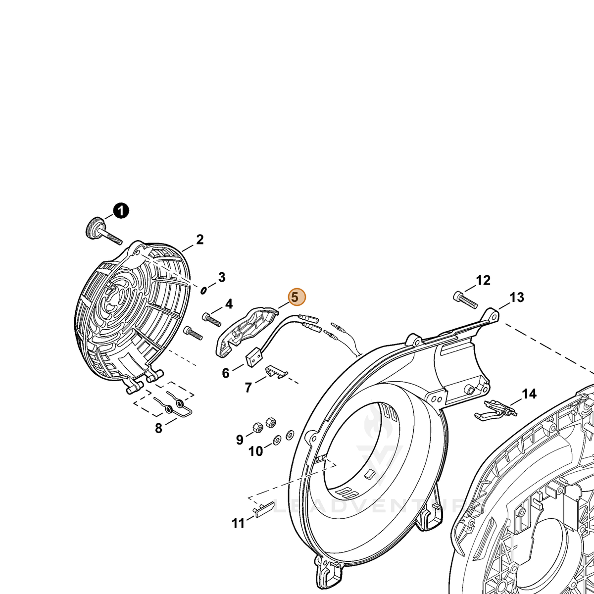 ECHO part P200001110 — IPL diagram snippet (6x zoom, amber highlight)