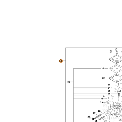 Echo part P200001341 — IPL diagram snippet (6x zoom, amber highlight)
