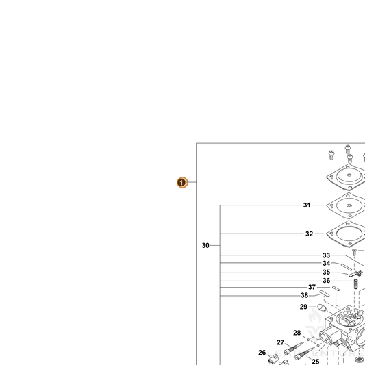 Echo part P200001342 — IPL diagram snippet (6x zoom, amber highlight)