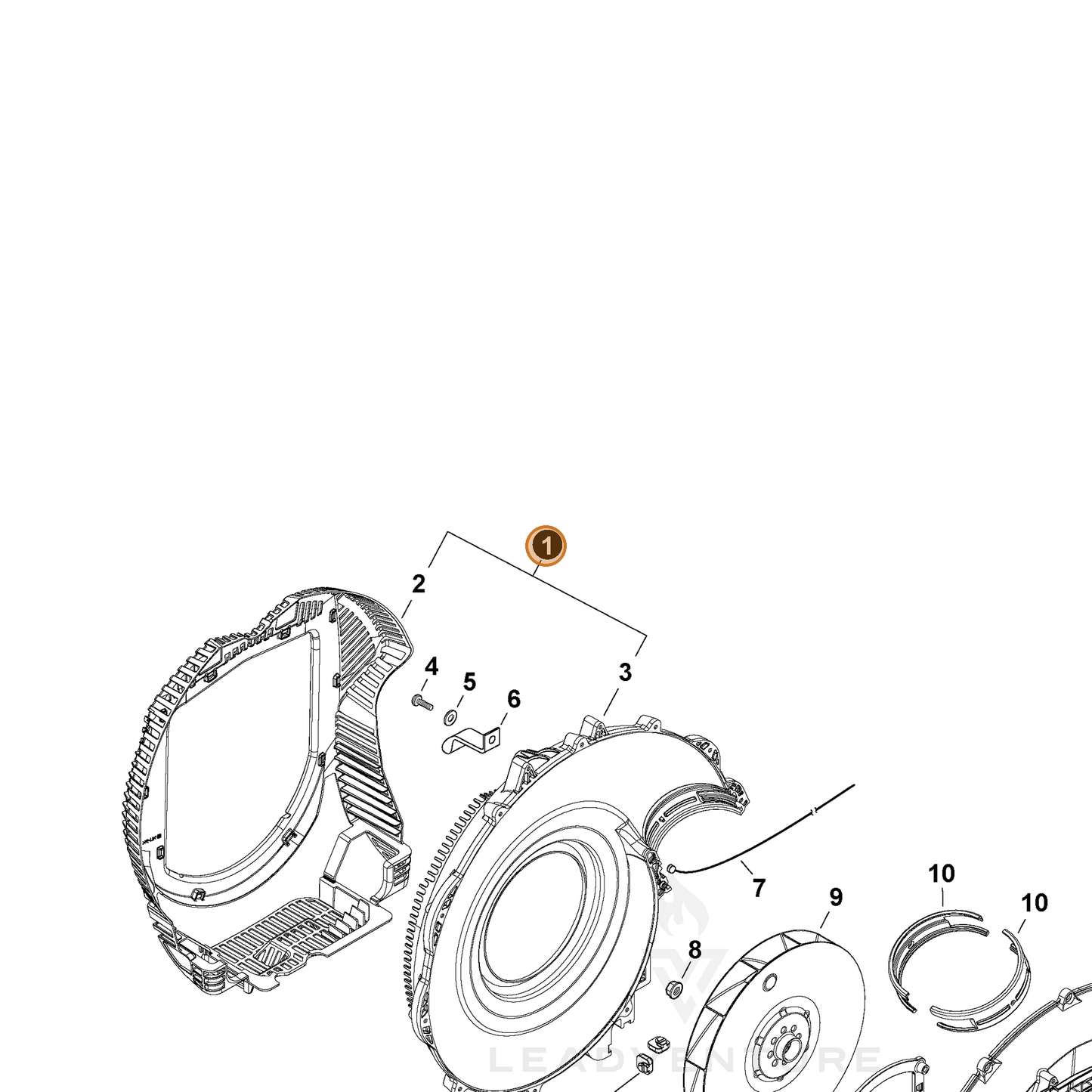 ECHO part P200001680 — IPL diagram snippet (6x zoom, amber highlight)