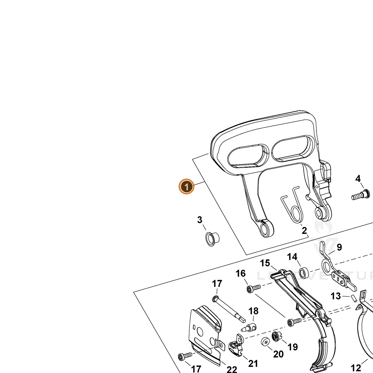 ECHO part P200001730 — IPL diagram snippet (6x zoom, amber highlight)